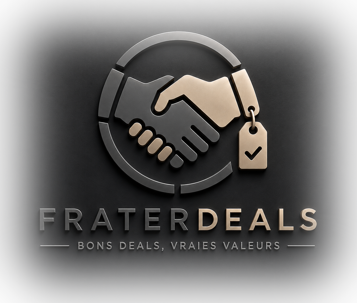 Logo FraterDeals — poignée de main et étiquette